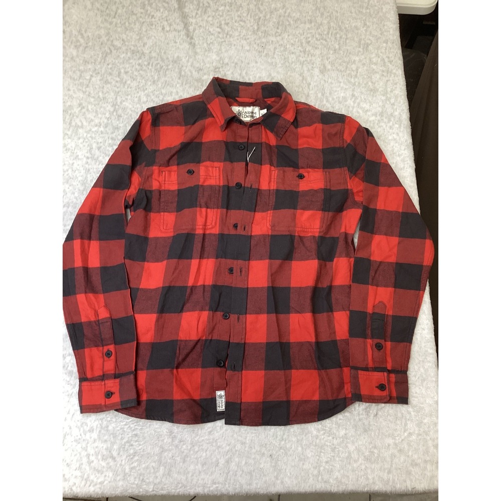 Alpine Design Mens Mad Hike Midweight Flannel Red Grey Buffalo Plaid ADM24300 M